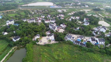 航拍中国安徽宣城郎溪梅渚镇高塘村夏日风光