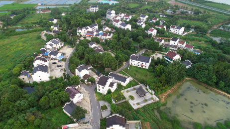 航拍中国安徽宣城郎溪梅渚镇高塘村夏日风光