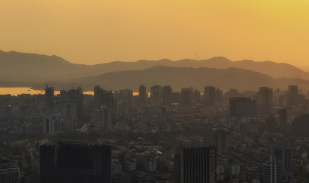 杭州城市暮色