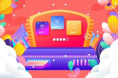 抽奖机矢量插画