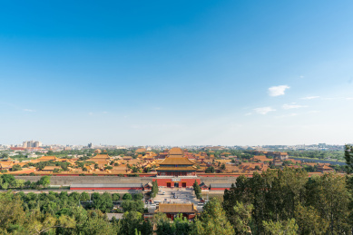 中国北京故宫的高视角全景