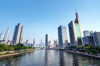 天津海河沿线的建筑景观