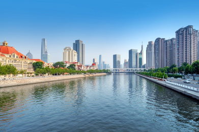 天津海河沿线的建筑景观