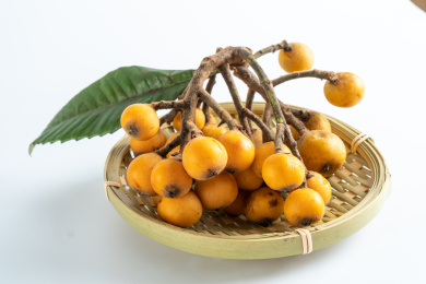 黑背景放着的枇杷特写