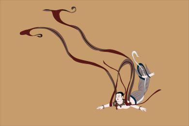 敦煌壁画合什飞天矢量图