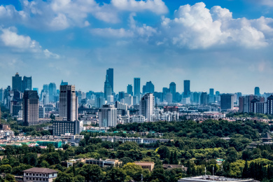 江苏省南京市主城区城市高楼建筑环境