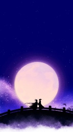 七夕牛郎织女相会插画