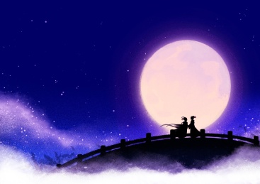 七夕牛郎织女相会插画