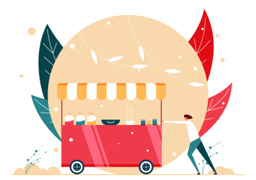 摆地摊卖小吃的人