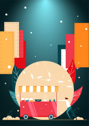 一个人在推小吃车去摆摊