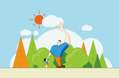 父亲节父与子矢量插画