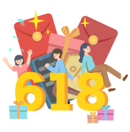 618购物节庆祝的一群人