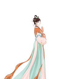 簪花仕女图之拿团扇的梅花少女