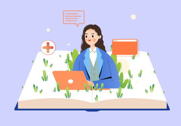 在读书学习的查阅资料的大学生矢量插画