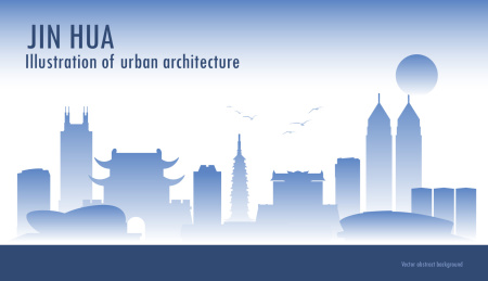 金华城市手绘建筑插画