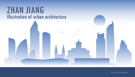 湛江城市手绘建筑剪影