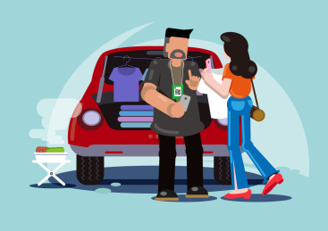 地摊经济,车用后备箱卖衣服