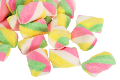 白背景上的彩色棉花糖