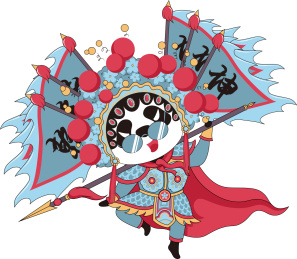 中国风国潮艺术插画京剧熊猫