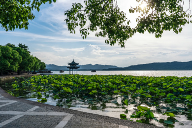 中国浙江杭州西湖景区名胜景点风光