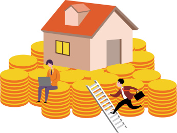 购房补贴房产概念插画