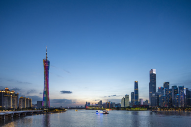 广州塔与珠江新城CBD蓝调夜景