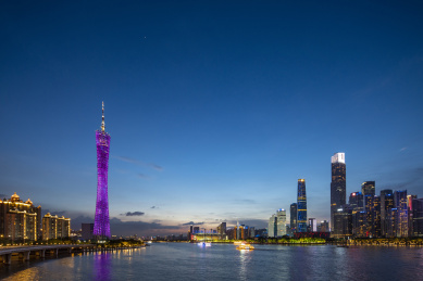 广州塔与珠江新城CBD蓝调夜景