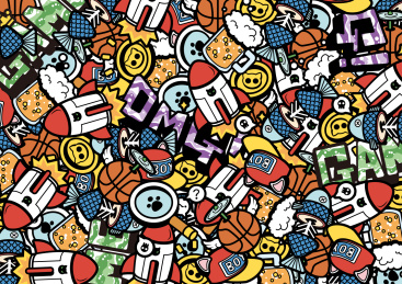 卡哇伊平铺-卡通图案拼贴-包装延展素材 