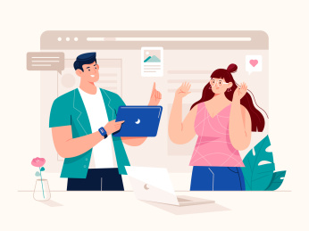 办公场景矢量插画