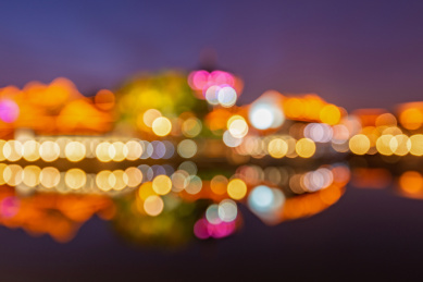 园林古典建筑焦外风光夜景