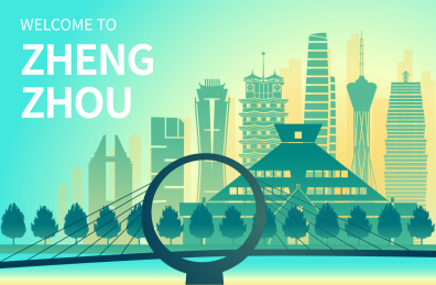 中国河南省郑州市城市天际线渐变矢量插画