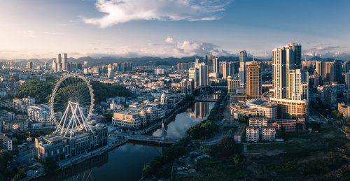 广东省中山市岐江两岸城市风光
