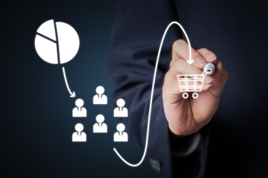 商务人士分析客户购买