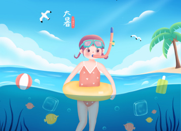 夏天在海上游泳潜水的女孩