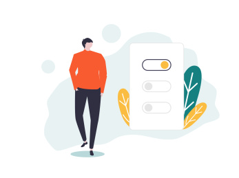 一个男人在思考产品