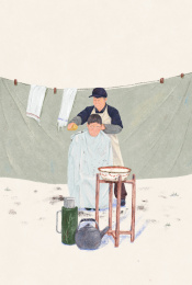 路边摆摊的理发摊位