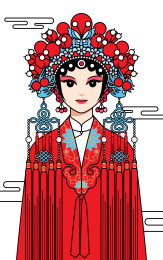 国潮戏曲花旦人像插画