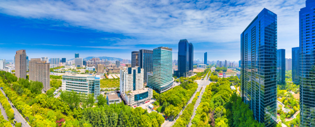 中国江苏省无锡市蠡湖cbd城市风光