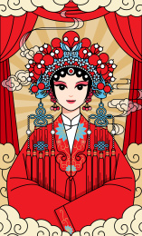 国潮戏曲花旦中国风插画
