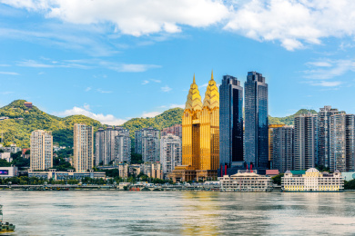 中国重庆渝中半岛建筑风光全貌