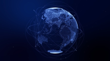 地球与轨道卫星科技感背景图