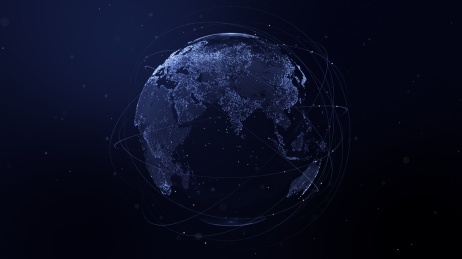 地球与轨道卫星科技感背景图
