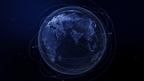 地球与轨道卫星科技感背景图