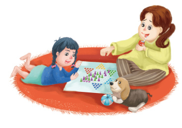 亲子跳棋 下棋 母女