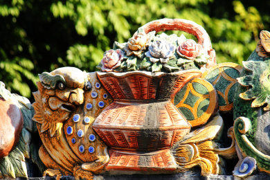 中国广州市岭南古建筑上的灰塑