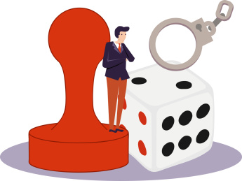 家庭赌博概念插画