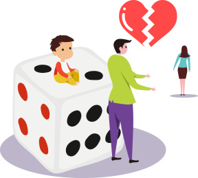 家庭赌博概念插画