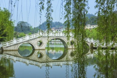 湖水拱桥倒影垂柳_站酷海洛_正版图片_视频_字体_音乐