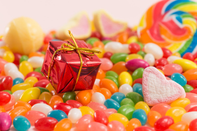 彩色的糖和精致的礼物