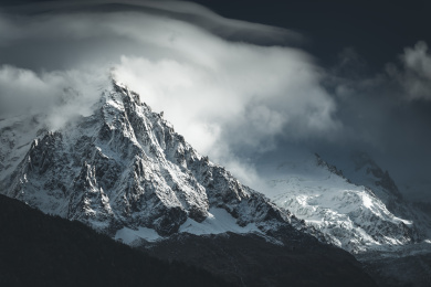 欧洲法国勃朗峰霞慕尼雪山山脊雪景